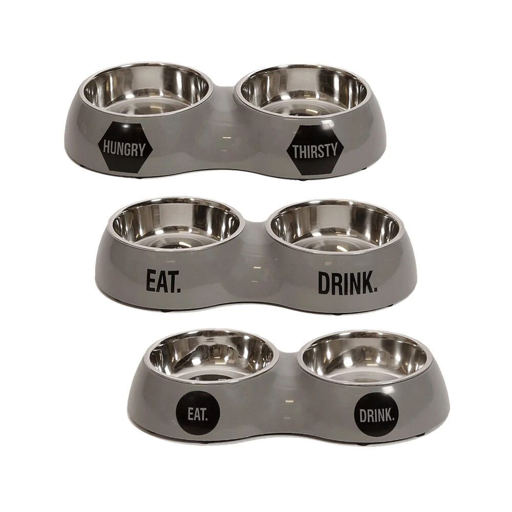 51 Degrees North Double Food Bowl Stone Grey 1 51 Degrees North Double Food Bowl Stone Grey