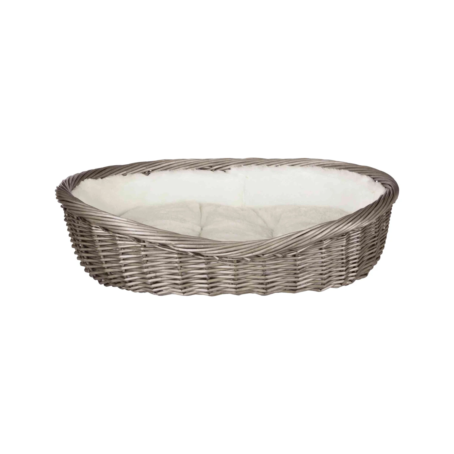 Trixie Wicker Dog Basket With Cushion - Grey 1 Trixie Wicker Dog Basket With Cushion - Grey