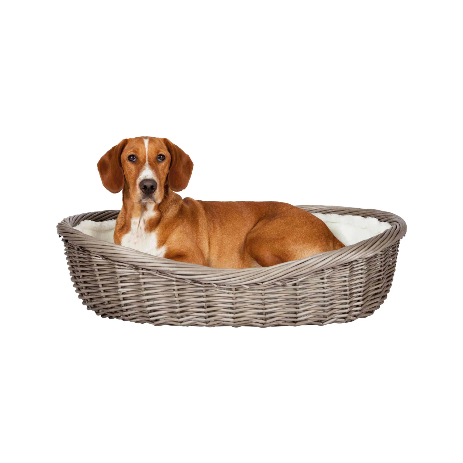 Trixie Wicker Dog Basket With Cushion - Grey 3 Trixie Wicker Dog Basket With Cushion - Grey - Image 3
