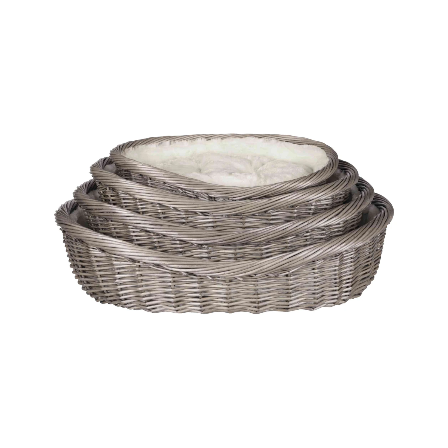 Trixie Wicker Dog Basket With Cushion - Grey 4 Trixie Wicker Dog Basket With Cushion - Grey - Image 4